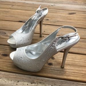 Candie’s Rhinestone Peep Toe Heels